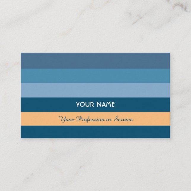 Horizontal blue stripes with orange business card (Front)