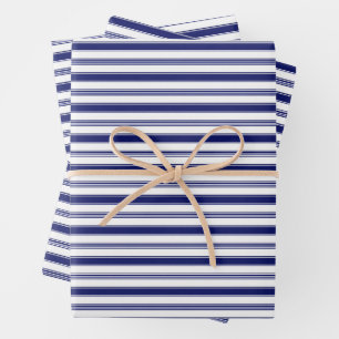 Horizontal Blue & White Stripes (large scale) Wrapping Paper Sheet