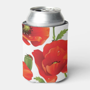Horizontal border with red poppy can cooler