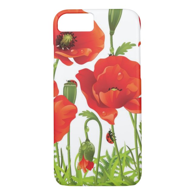 Horizontal border with red poppy Case-Mate iPhone case (Back)