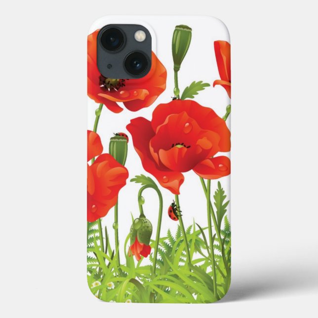 Horizontal border with red poppy Case-Mate iPhone case (Back)