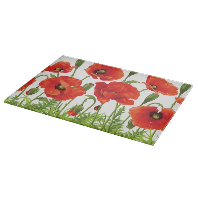 Horizontal border with red poppy cutting board (Corner)