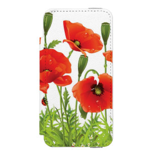 Horizontal border with red poppy incipio watson™ iPhone 5 wallet case