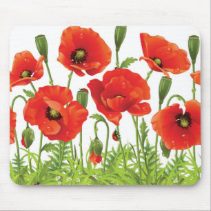 Horizontal border with red poppy mouse pad