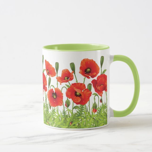 Horizontal border with red poppy mug (Right)