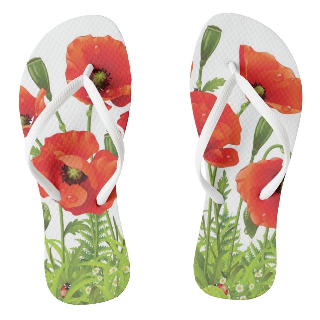 Horizontal border with red poppy thongs (Footbed)