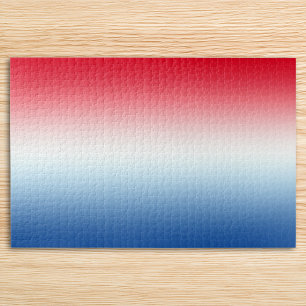 Horizontal Bright Red White and Blue Ombre Jigsaw Puzzle