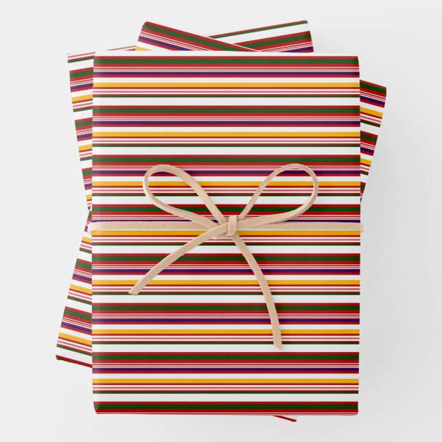 Horizontal Candy Stripes (large scale) Wrapping Paper Sheet (In situ)
