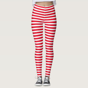 Horizontal Candycane Stripe Pattern Leggings