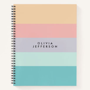 Horizontal Colorblock Stripe Monogram Notebook