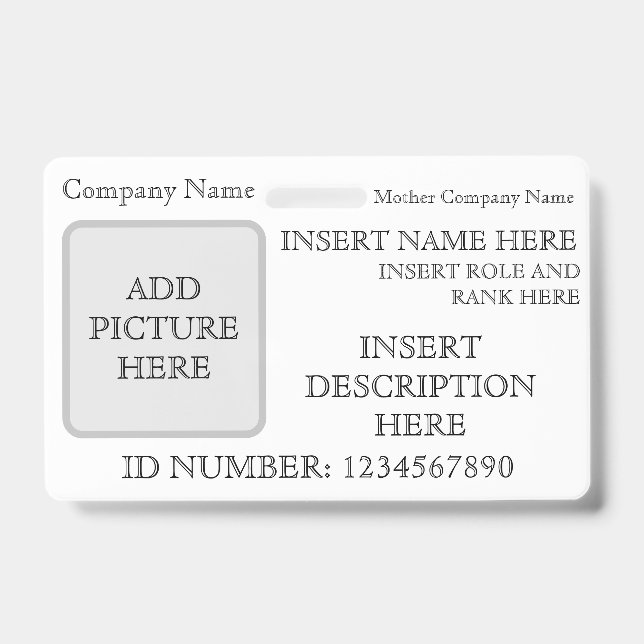 Horizontal Custom ID Badge (Front)