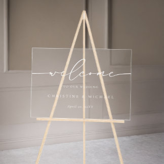 Horizontal Elegant Script Welcome Wedding Acrylic Sign