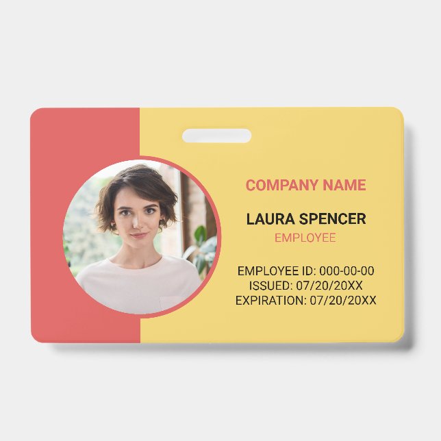 Horizontal Employee Photo ID Badge (Front)