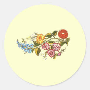 horizontal flowers1 classic round sticker