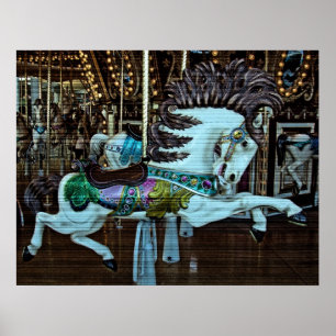 Horizontal Grain Merry-Go-Round Horse Poster