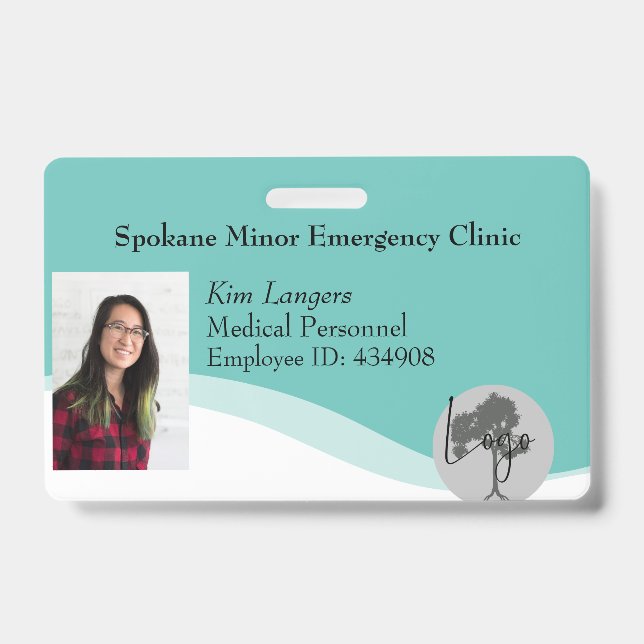 Horizontal ID Lanyard Badge Generic Teal (Front)