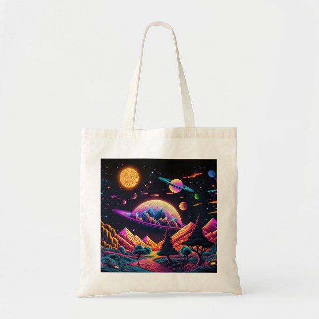 Horizontal illustration of the future landscape tote bag (Front)