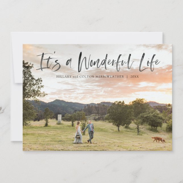 Horizontal It's a Wonderful Life Full Bleed Photo Holiday Card (Front)