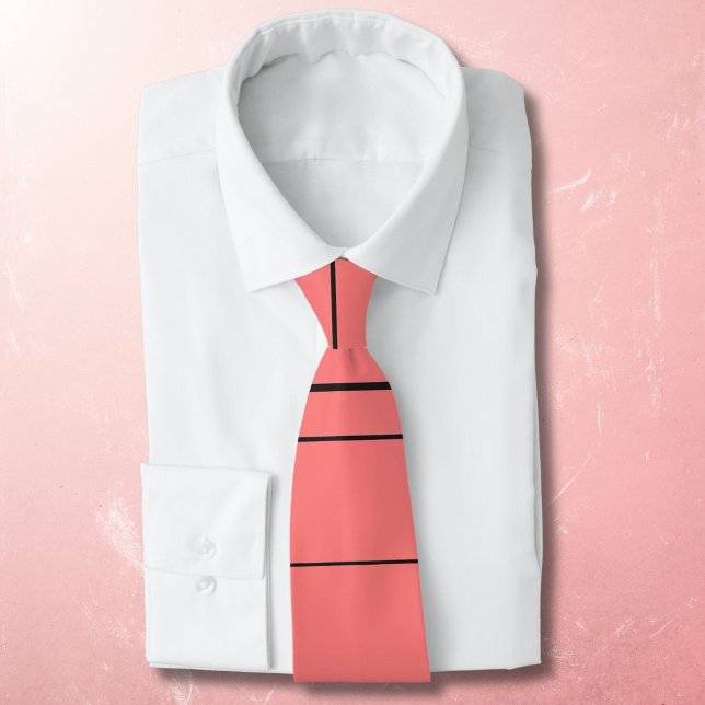 Horizontal lines, black stripes on red tie (Creator Uploaded)