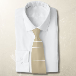 Horizontal lines, white stripes on beige tie