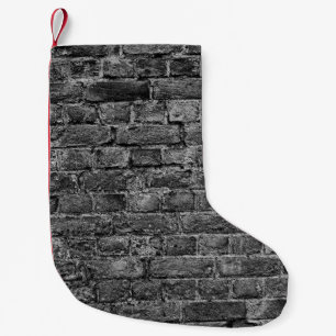 horizontal part of black painted brick wallwall,br small christmas stocking