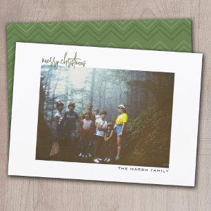 Horizontal Photo - chevron - white border minimal Holiday Card