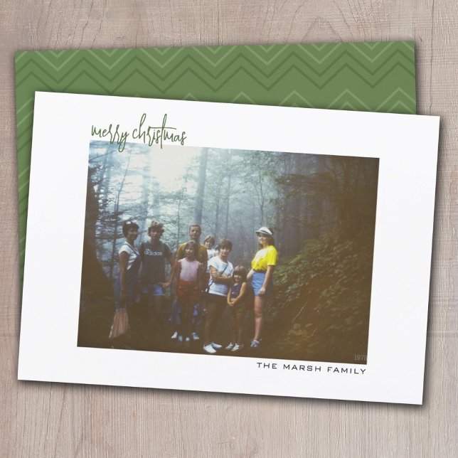 Horizontal Photo - chevron - white border minimal Holiday Card (Creator Uploaded)