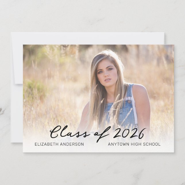 Horizontal Photo Graduation Class of 2020 Invitation (Front)
