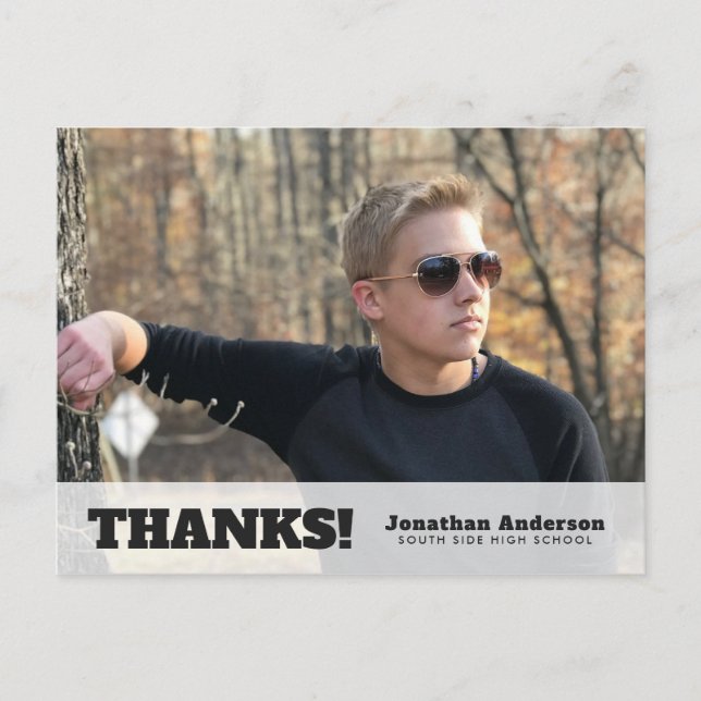 Horizontal Photo Graduation Thank You Postcard (Front)