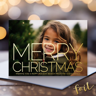 Horizontal Photo - MCM Pattern - Merry Christmas Foil Holiday Card