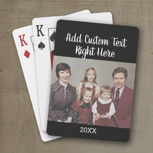 Horizontal Photo  with Script Family Text and Year Playing Cards