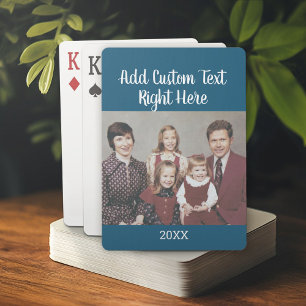 Horizontal Photo with Script Family Text and Year Playing Cards