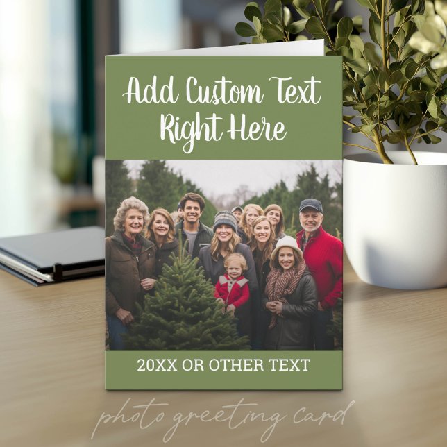 Horizontal Photo  with Script Text and Year Card (Photo Greeting Card)
