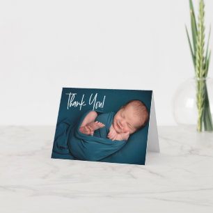 Horizontal Photos baby shower Modern Baby Boy Thank You Card