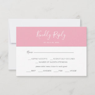 Horizontal Pink Simple Menu Choice RSVP Card
