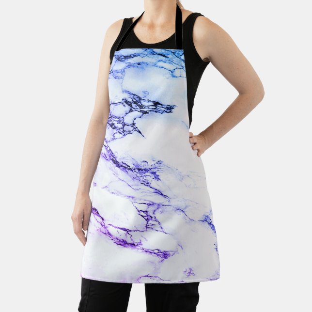 Horizontal Purples and Blue Marble Look Apron (Insitu)