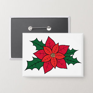 Horizontal Rectangle Pin - a Christmas Poinsettia