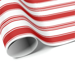 Horizontal Red & White Candy Stripe (large scale) Wrapping Paper