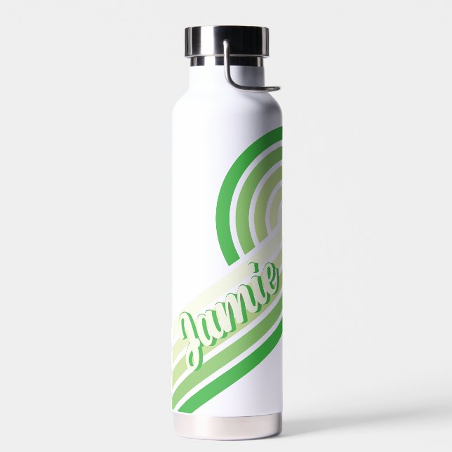 Horizontal  Retro Personalised Name Water Bottle (Left)