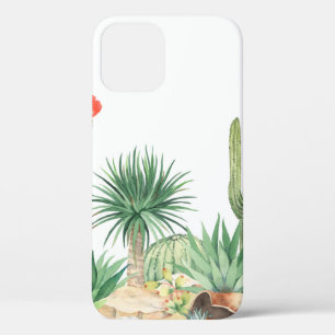 Horizontal seamless pattern with blooming cacti, s iPhone 12 case