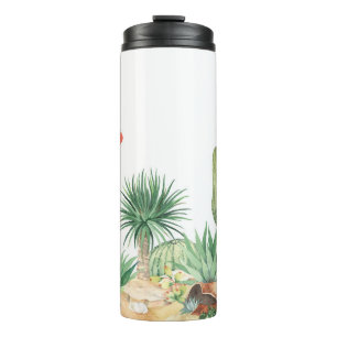 Horizontal seamless pattern with blooming cacti, s thermal tumbler