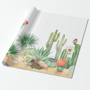Horizontal seamless pattern with blooming cacti, s wrapping paper