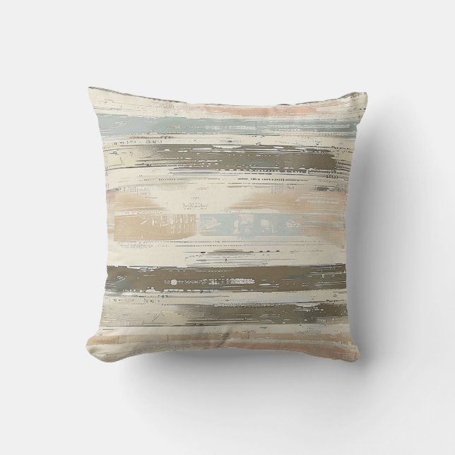 Horizontal sketch artistic lines beige brown cushion (Front)