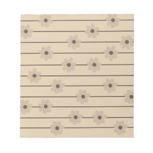 Horizontal Stripe Brown Khaki Flower Y2K Pattern Notepad