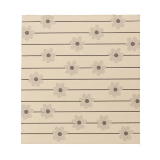 Horizontal Stripe Brown Khaki Flower Y2K Pattern Notepad