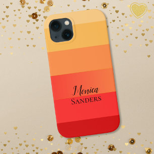 Horizontal Stripe orange Monogram iPhone 13 Case