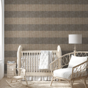 Horizontal Striped Crackle Texture Beige And Taupe Wallpaper