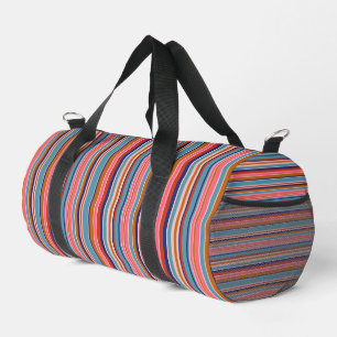 Horizontal stripes blue pink terracotta retro duffle bag