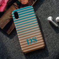 Horizontal Stripes Brown & Blue Monogram