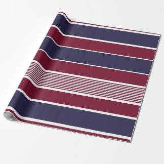 Horizontal stripes, burgundy, navy blue, white wrapping paper